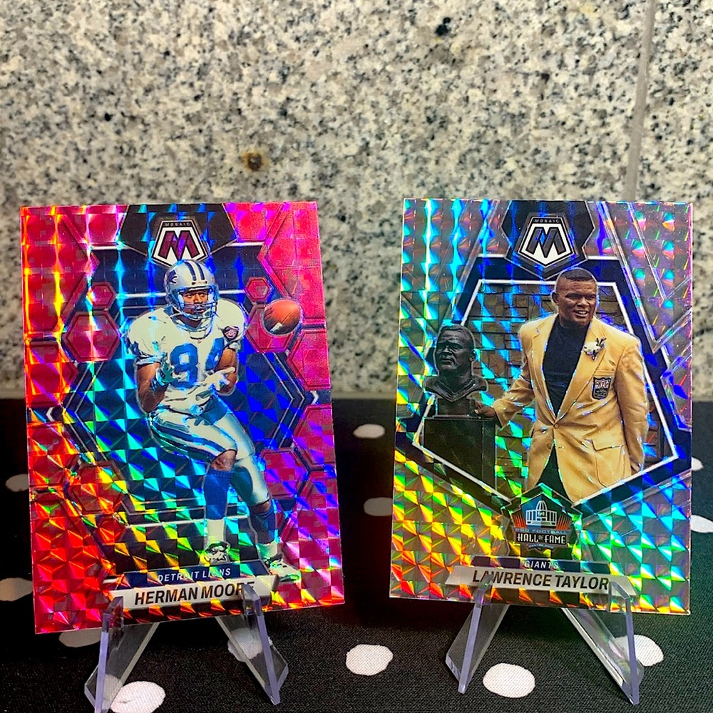 Lawrence Taylor & Herman Moore Panini Prizm Lions Giants HOF All Stars!!